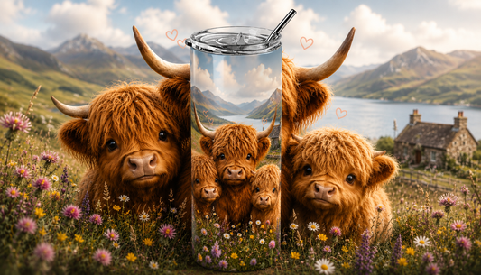 Highland Haven: Cozy Scottish Coo 20oz Skinny Tumbler