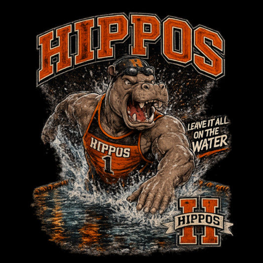 "Hippo Swimming" Fierce Mascot Unisex T-Shirt