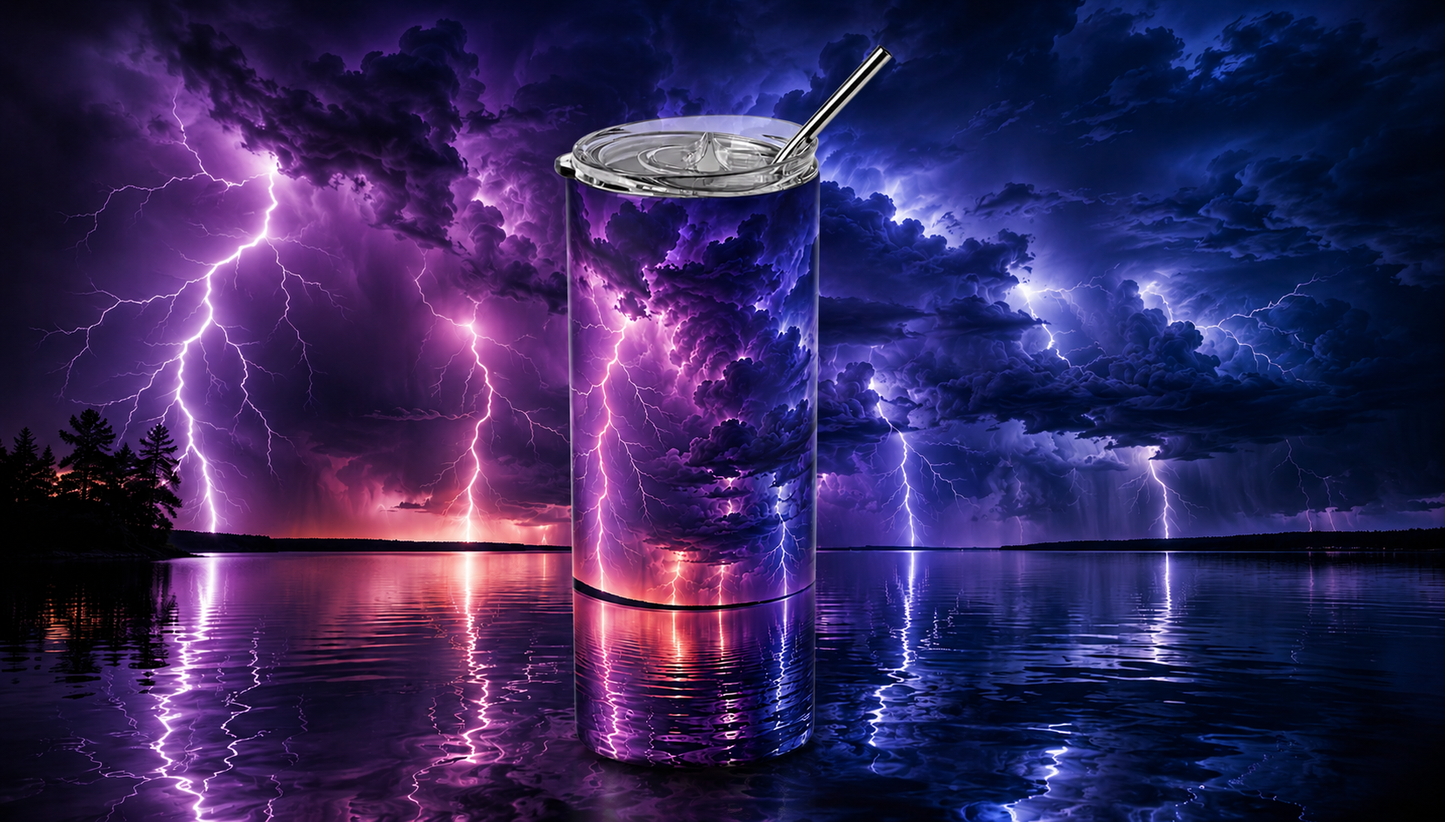 Midnight Tempest: Electric Lightning 20oz Skinny Tumbler