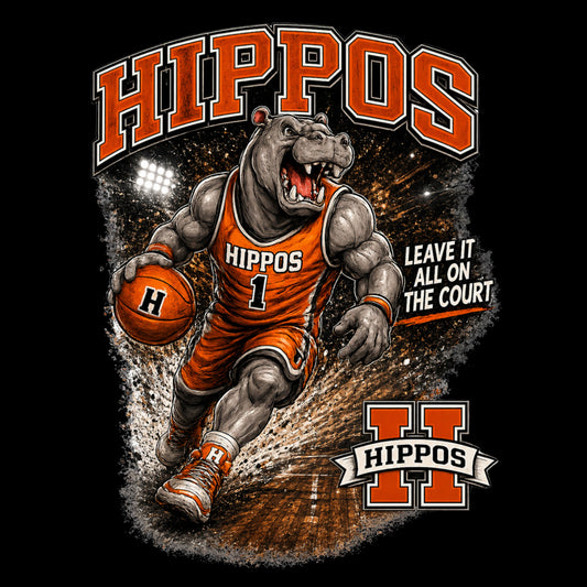 "Hippo Basketball" Fierce Mascot Unisex T-Shirt