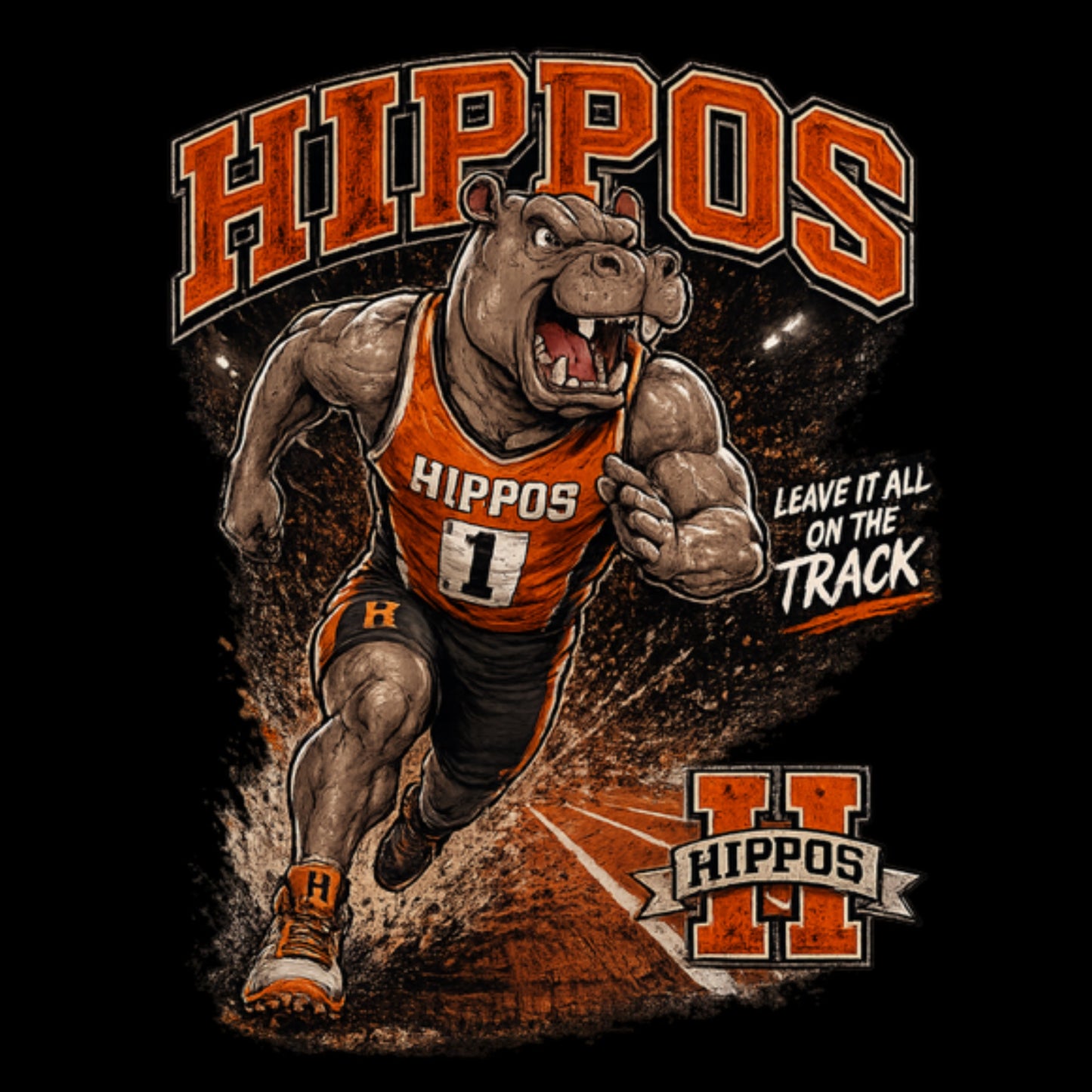 Hippo Track" Fierce Mascot Unisex T-Shirt