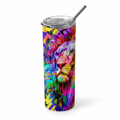 Fierce & Bold: Graffiti Lion Art 20oz Skinny Tumbler